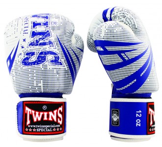 Боксерские перчатки Twins Special с рисунком (FBGV-TW5 blue/white)